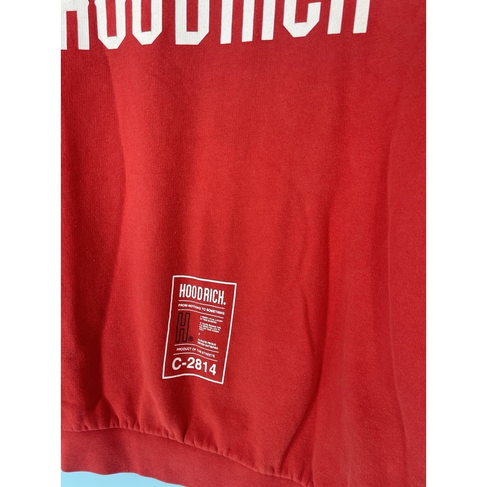 Hoodrich Mens Red Sweatshirt Size M Cotton Blend Crewneck Pullover - Picture 3 of 7